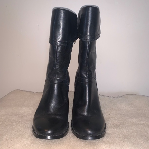 Harley Davidson Black Heeled Leather Boots 5.5 - Picture 5 of 14